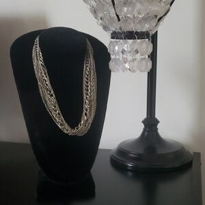 Vintage 10 Multi-Layered Strand Silver Tone Necklace